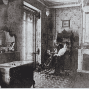 Gabinete odontológico del Dr. José Cano Daudén en paseo independencia nº31 (Zaragoza 1896) En la imagen aparece él mismo trabajando con un paciente.